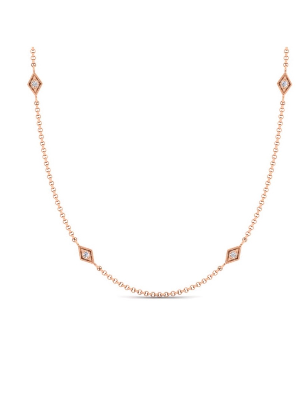 Gabriel & Co 14k rose gold 32” diamond station necklace